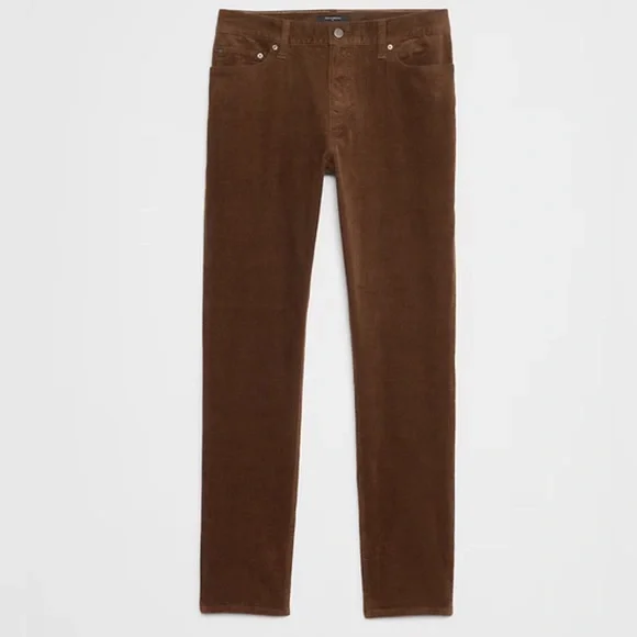 NWT Banana Republic Brown Slim Traveler Cords 35x34 Corduroy Preppy - Picture 2 of 11